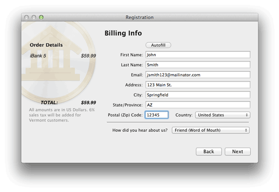 secure purchase form